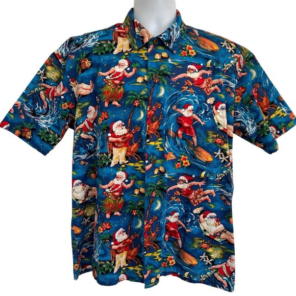 Max Boxxer Hawaiian Aloha Christmas Santa Shirt Mens M Surfing Beach Novelty - Picture 2 of 11